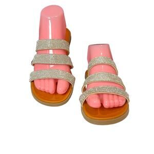 STEVE MADDEN ‘Melzy’ 3 Strap Rhinestone Sandals  7.5M  Formal Bling NightOut